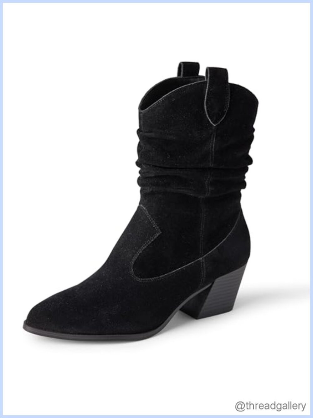 Mid Calf Western Fashion Boots Side Zip Faux Suede Slouchy